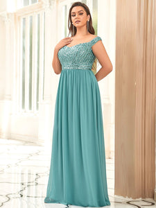 Color=Dusty Blue | Plus Size Adorable Sweetheart Neckline A-line Wholesale Evening Dresses-Dusty Blue 2