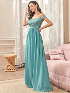 Color=Dusty blue | Adorable Sweetheart Neckline A-line Wholesale Evening Dresses-Dusty blue 3