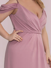 Load image into Gallery viewer, Color=Orchid | Deep V Neck Plus Size Wholesale Long Evening Dresses with Split-Orchid 5