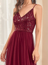 Load image into Gallery viewer, Color=Burgundy | Adorable A Line Silhouette Floor Length Wholesale Evening Dress-Burgundy 5