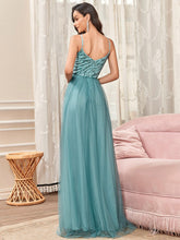 Load image into Gallery viewer, Color=Dusty blue | Adorable A Line Silhouette Floor Length Wholesale Evening Dress-Dusty blue 2
