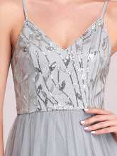 Load image into Gallery viewer, Color=Grey | Adorable A Line Silhouette Floor Length Wholesale Evening Dress-Grey 5