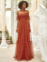 Load image into Gallery viewer, Color=Burnt orange | Strapless A Line Ruffles Sleeves Wholesale Evening Dresses-Burnt orange 10