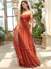 Load image into Gallery viewer, Color=Burnt orange | Strapless A Line Ruffles Sleeves Wholesale Evening Dresses-Burnt orange 9