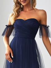 Load image into Gallery viewer, Color=Navy Blue | Strapless A Line Ruffles Sleeves Wholesale Evening Dresses-Navy Blue 5