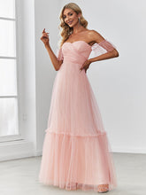 Load image into Gallery viewer, Color=Pink | Strapless A Line Ruffles Sleeves Wholesale Evening Dresses-Pink 4