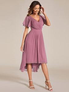 Color=Orchid | Pleated Ruffles Chiffon Wholesale Wedding Guest Dresses-Orchid 