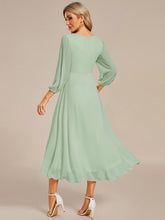 Load image into Gallery viewer, Color=Mint Green | Long Sleeves Pleated Ruffles Chiffon Wholesale Wedding Guest Dresses-Mint Green