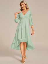 Load image into Gallery viewer, Color=Mint Green | Long Sleeves Pleated Ruffles Chiffon Wholesale Wedding Guest Dresses-Mint Green