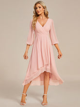 Load image into Gallery viewer, Color=Pink | Long Sleeves Pleated Ruffles Chiffon Wholesale Wedding Guest Dresses-Pink
