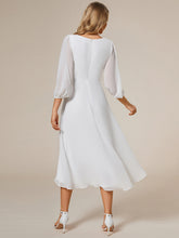 Load image into Gallery viewer, Color=White | Long Sleeves Pleated Ruffles Chiffon Wholesale Wedding Guest Dresses-White