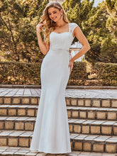 Load image into Gallery viewer, Color=Cream | Wholesale Cap Sleeve Sweetheart Mermaid Style Wedding Dress-Cream 7