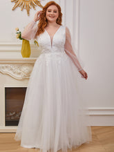 Load image into Gallery viewer, Color=Cream | Amazing Wholesale Plus Size Wedding Dress With Long Sleeve Eh00230-Cream 1