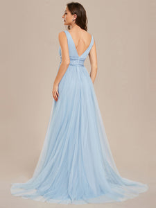 Color=Baby Blue | Backless A Line Sleeveless Wholesale Wedding Dresses with Deep V Neck EH0096A-Baby Blue 14