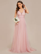 Load image into Gallery viewer, Color=Pink | Backless A Line Sleeveless Wholesale Wedding Dresses with Deep V Neck EH0096A-Pink 
