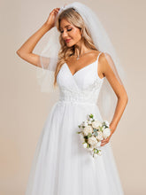 Load image into Gallery viewer, Elegant Spaghetti Straps Appliques Tulle Wholesale Wedding Dresses#Color_White
