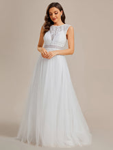 Load image into Gallery viewer, Elegant Hollow Lace Round Neck Wholesale Wedding Dresses#Color_White