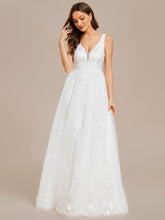 Load image into Gallery viewer, Color=White | Elegant Pure Sequins Pearl Beading Sweetheart Neck Appliques Wholesale Bridal Gowns Wedding Dresses-White 5