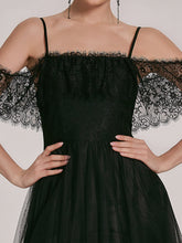 Load image into Gallery viewer, Color=Black | Splendid Floor Length Asymmetrical Hem Wholesale Wedding Dresses-Black 5
