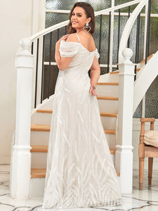 Color=Cream | Deep V Neck A Line Floor Length Wholesale Wedding Dresses-Cream 4