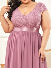 Load image into Gallery viewer, Color=Orchid | Deep V Neck A Line Cover Sleeves Wholesale Bridesmaid Dresses-Orchid 5