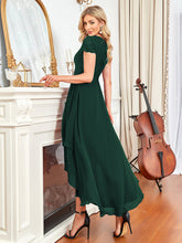 Load image into Gallery viewer, Color=Dark Green | Wholesale Mother of Bridesmaid Dresses with Deep V Neck Short Sleeves-Dark Green 4