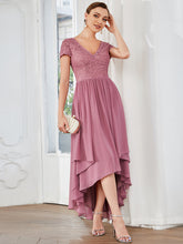 Load image into Gallery viewer, Color=Orchid | Wholesale Mother of Bridesmaid Dresses with Deep V Neck Short Sleeves-Orchid 4