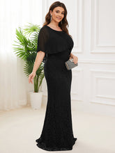 Load image into Gallery viewer, Color=Black | Plus Size Fishtail Ruffles Sleeves Wholesale Mother of Bridesmaid Dresses-Black 4