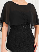 Load image into Gallery viewer, Color=Black | Fishtail Ruffles Sleeves Wholesale Mother of Bridesmaid Dresses-Black 5