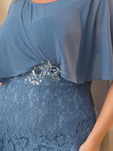 Load image into Gallery viewer, Color=Dusty Navy | Plus Size Fishtail Ruffles Sleeves Wholesale Mother of Bridesmaid Dresses-Dusty Navy 5