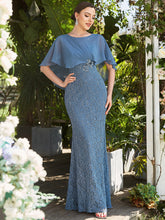 Load image into Gallery viewer, Color=Dusty Navy | Fishtail Ruffles Sleeves Wholesale Mother of Bridesmaid Dresses-Dusty Navy 3