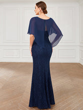 Load image into Gallery viewer, Color=Navy Blue | Fishtail Ruffles Sleeves Wholesale Mother of Bridesmaid Dresses-Navy Blue 2
