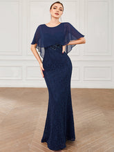 Load image into Gallery viewer, Color=Navy Blue | Fishtail Ruffles Sleeves Wholesale Mother of Bridesmaid Dresses-Navy Blue 4