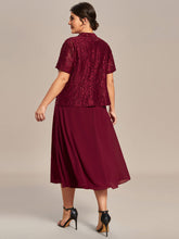 Load image into Gallery viewer, Color=Burgundy | Two Piece Suit Wholesale Chiffon &amp; Lace Mother of the Bride Dresses-Burgundy 2