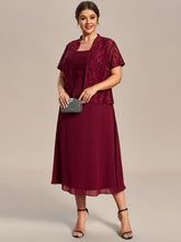 Load image into Gallery viewer, Color=Burgundy | Two Piece Suit Wholesale Chiffon &amp; Lace Mother of the Bride Dresses-Burgundy 1
