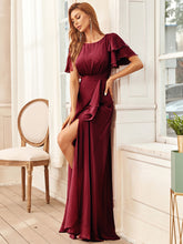 Load image into Gallery viewer, Color=Burgundy | Boat Neck Straight Wholesale Mother of Bridesmaid Dresses-Burgundy 3