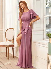 Load image into Gallery viewer, Color=Orchid | Boat Neck Straight Wholesale Mother of Bridesmaid Dresses-Orchid 3