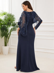 Color=Navy Blue | Round Neck Floor Length Wholesale Mother of Bridesmaids Dresses-Navy Blue 2