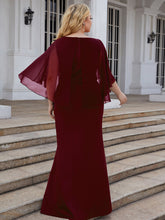 Load image into Gallery viewer, Color=Burgundy | Ruffles Sleeves Pencil Wholesale Mother of Bridesmaids Dresses-Burgundy 2