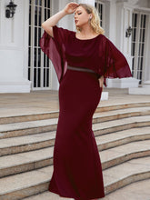 Load image into Gallery viewer, Color=Burgundy | Ruffles Sleeves Pencil Wholesale Mother of Bridesmaids Dresses-Burgundy 3