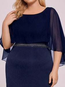 Color=Navy Blue | Ruffles Sleeves Pencil Wholesale Mother of Bridesmaids Dresses-Navy Blue 5