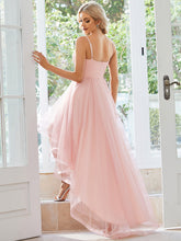 Load image into Gallery viewer, Color=Pink | High Low Mesh Appliques Wholesale Prom Dresses EO01746-Pink 2