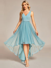 Load image into Gallery viewer, Color=Dusty blue | Pretty High Low V Neck Tulle Wholesale Prom Dresses-Dusty blue 1
