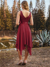 Load image into Gallery viewer, Color=Burgundy | Stunning Wholesale V Neck Lace & Chiffon Prom Dress For Women-Burgundy 3