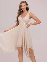 Load image into Gallery viewer, Color=Blush | Stunning Wholesale V Neck Lace & Chiffon Prom Dress For Women-Purple Blush 6