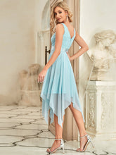 Load image into Gallery viewer, Color=Sky Blue | Deep V Neck Asymmetrical Hem Sleeveless Wholesale Dresses-Sky Blue 2