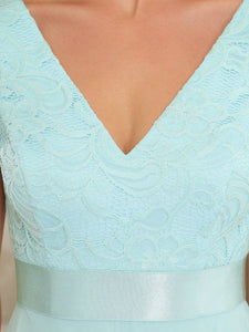 Color=Sky Blue | Deep V Neck Asymmetrical Hem Sleeveless Wholesale Dresses-Sky Blue 5