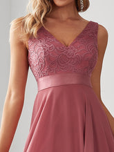 Load image into Gallery viewer, Color=Cameo Brown | Plus Size Deep V Neck Asymmetrical Hem Sleeveless Wholesale Dresses-Cameo Brown 5