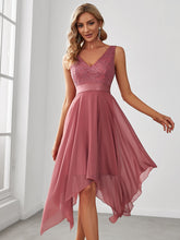 Load image into Gallery viewer, Color=Cameo Brown | Plus Size Deep V Neck Asymmetrical Hem Sleeveless Wholesale Dresses-Cameo Brown 1