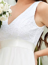 Load image into Gallery viewer, Color=Cream | Stunning Wholesale V Neck Lace & Chiffon Prom Dress For Women-Purple Cream 5